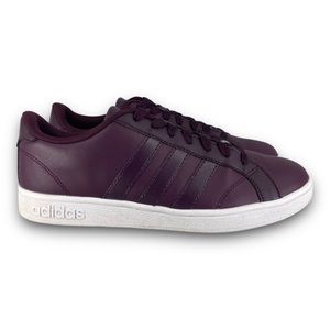 Adidas NEO Baseline Merlot Purple Leather Sneaker Cloudfoam Footbed